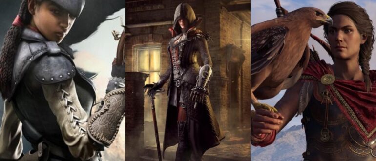 Aveline-de-GrandprC3A9-in-Assassins-Creed-III-Liberation-Evie-Frye-in-Assassins-Creed-Syndicate-Kassandra-in-Assassins-Creed-Odyssey